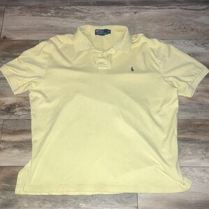 Polo Ralph Lauren Yellow with Blue Pony Short Sleeve Collar Shirt Men’s XL